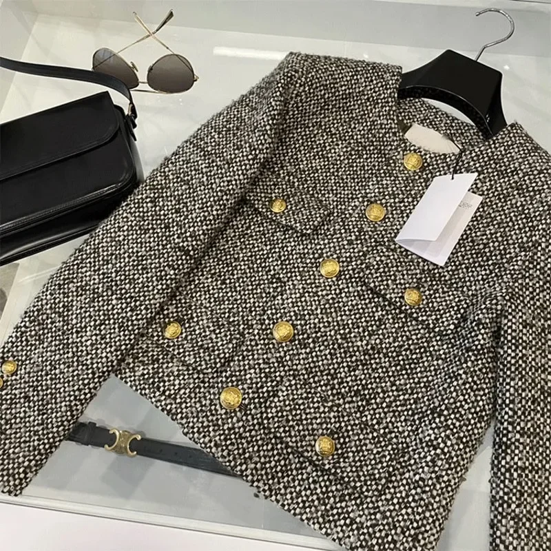 Женская зимняя куртка Kurta новый стиль корейская женская однобортная твидовая