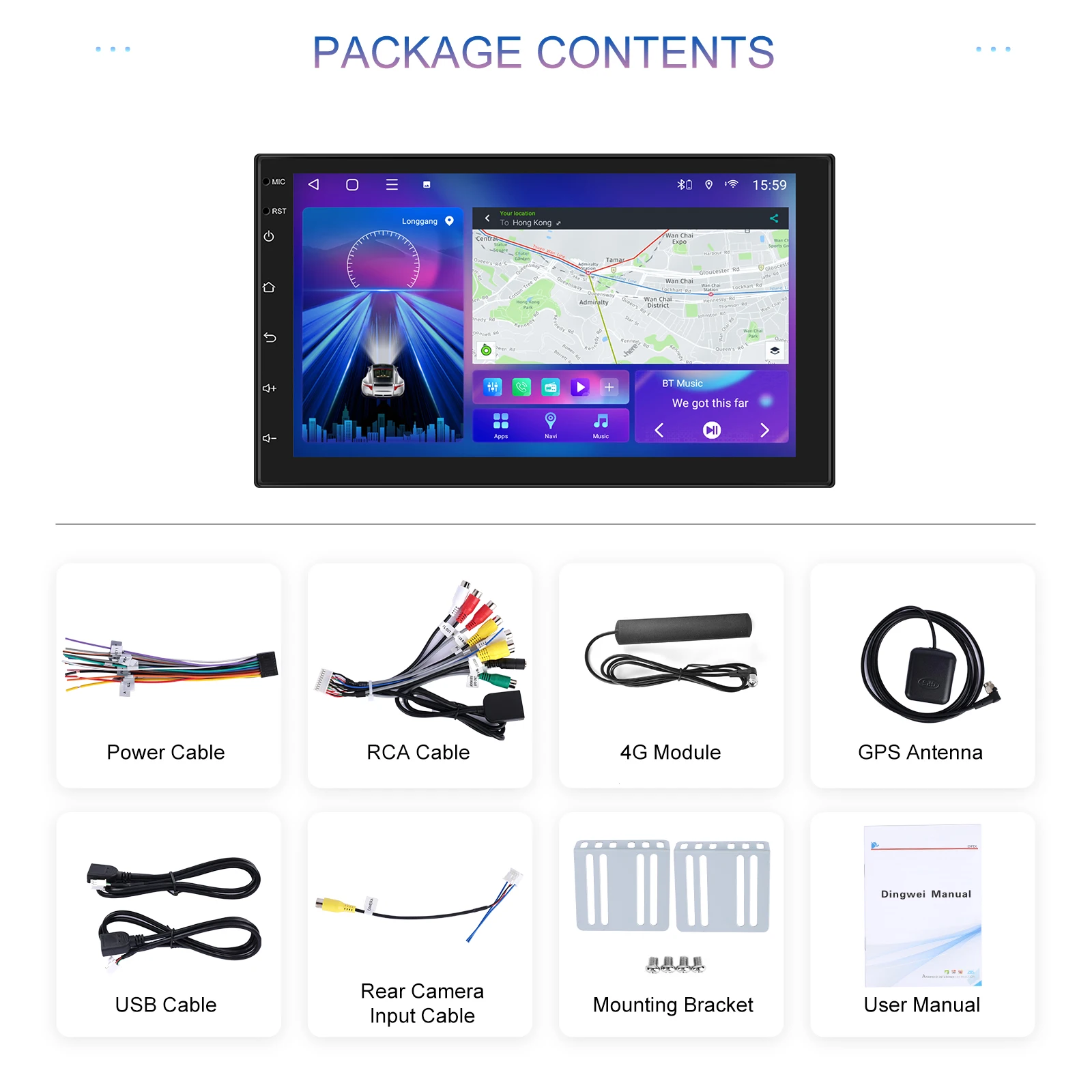 Автомагнитола Podofo 7 ''/9''/10 '' мультимедийный плеер на Android 13 2 + 32 ГБ 4G Wi-Fi