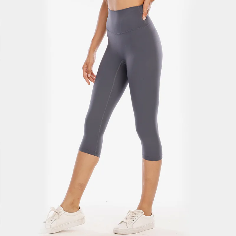 Outlets No.1 Women Leggings Align Calf Length Pants Fitness Nylon Running Yoga Breathable Seamless Cropped Leggings Workout