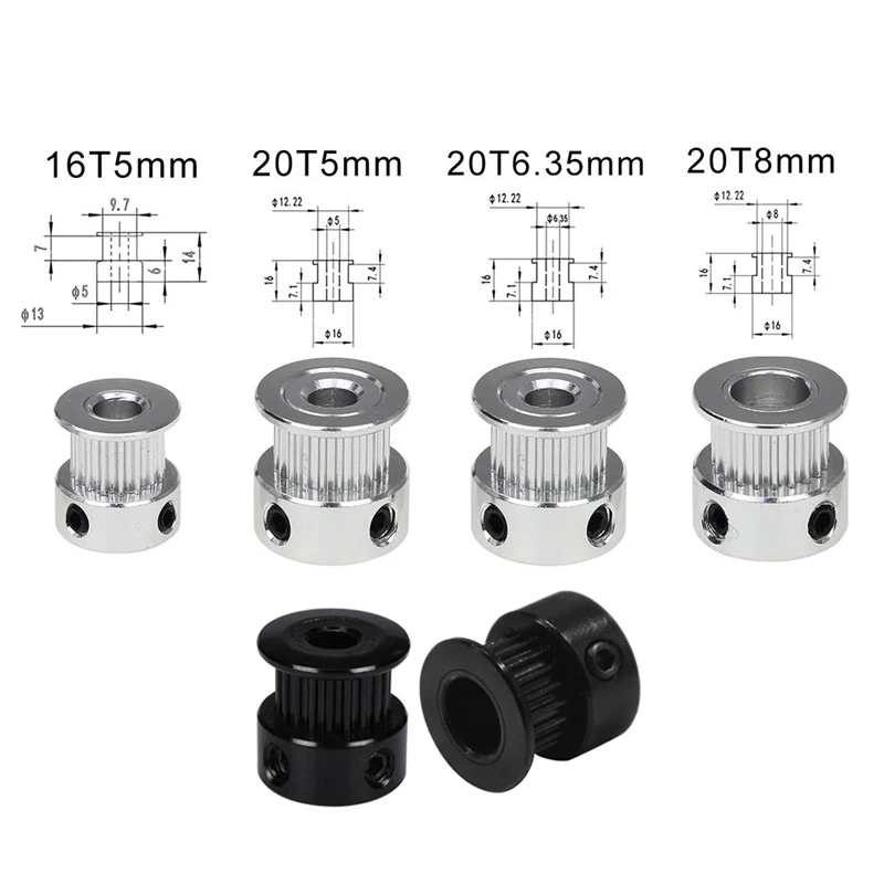 

1PCS 3D Printer Parts 20 Teeth GT2 Timing Pulley Bore 5mm 6.35mm 8mm for Width 6mm GT2 Synchronous Belt 2GT Belt 20teeth Pulley