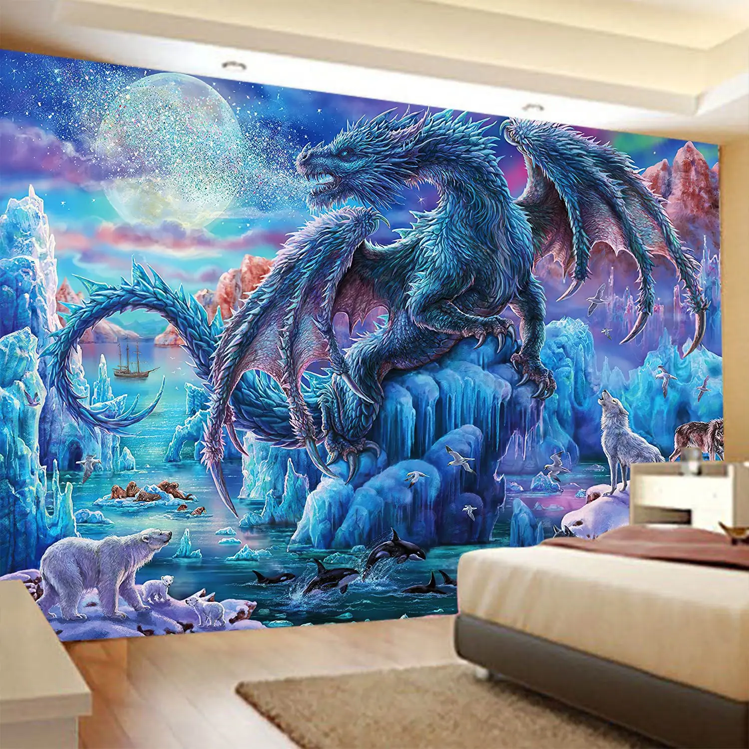 

37x29 Inch Animal Tapestry Dolphin Octopus Turtle Phoenix Dinosaur Tiger Wolf Tapestry Colorful Tapestry for Bedroom Aesthetic
