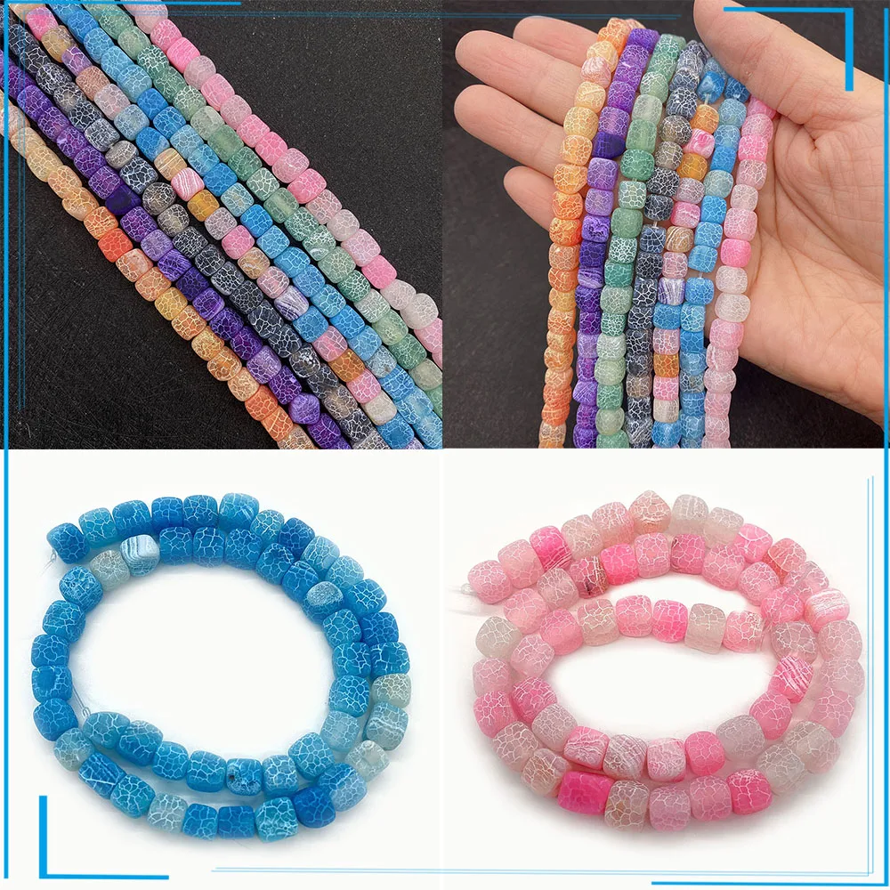 

Natural Stone Beads Square Colored Petrochemical Agate Mini Fashionable Charm Quartz Jewelry Beads DIY Bracelet Accessories 8mm