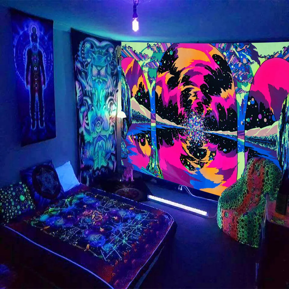 

Fluorescent Tapestry Alien Sun Skull Game Hanging Cloth Home Decor Cloth