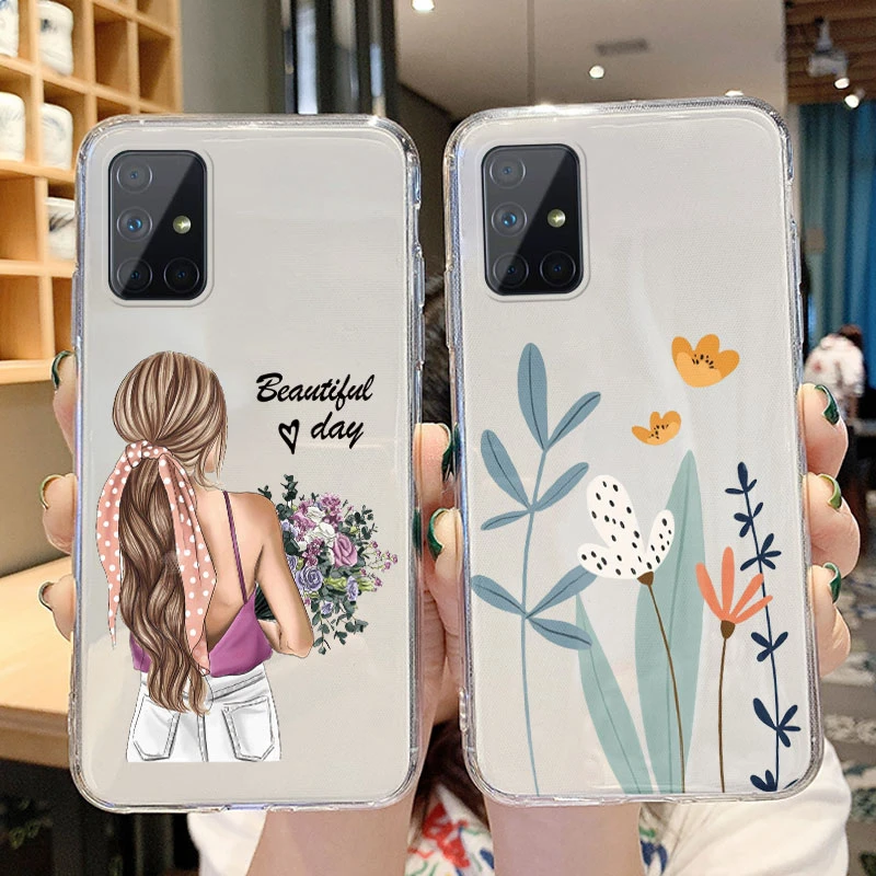 Чехлы для Samsung Galaxy A51 A71 4G 5G задняя крышка прозрачный мягкий силиконовый милый