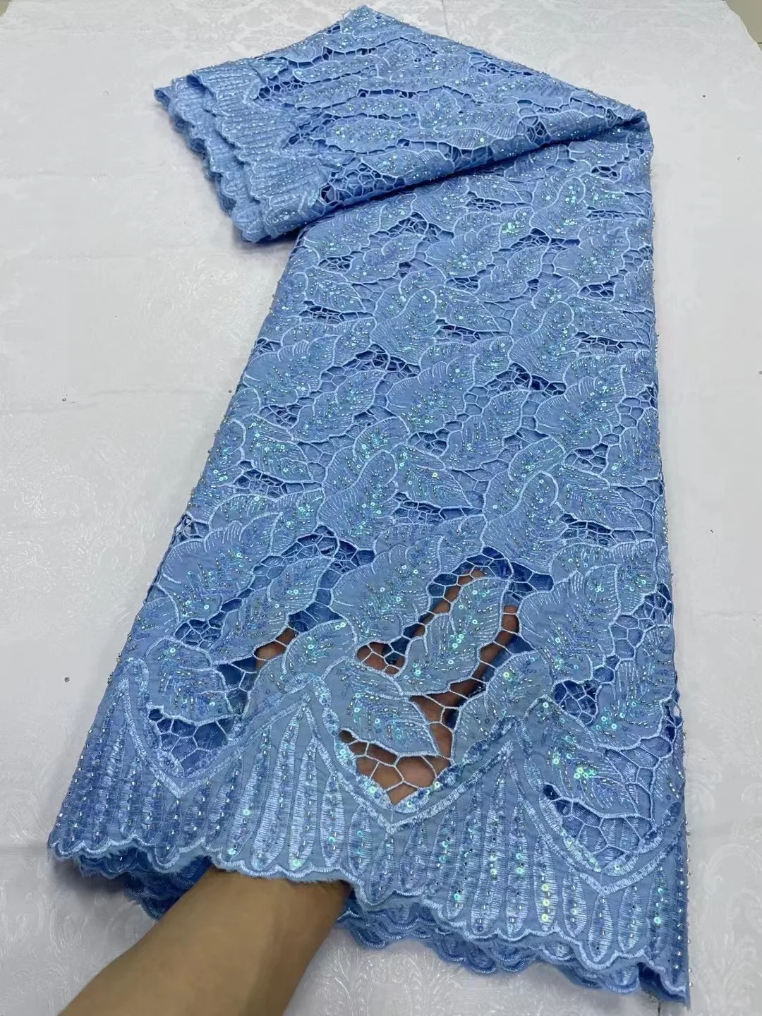 Нигерийская хлопковая кружевная ткань 2024 новейшая Африканская Хлопковая с