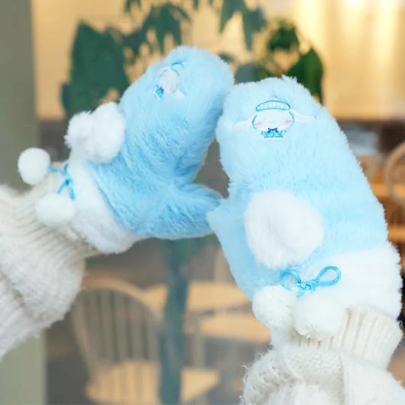 

Kuromi Plush Gloves Kawaii Sanrioed Anime Cinnamoroll Warm Plush Scarf Cartoon Windproof Cute Sweet Birthday Child Girl Gift