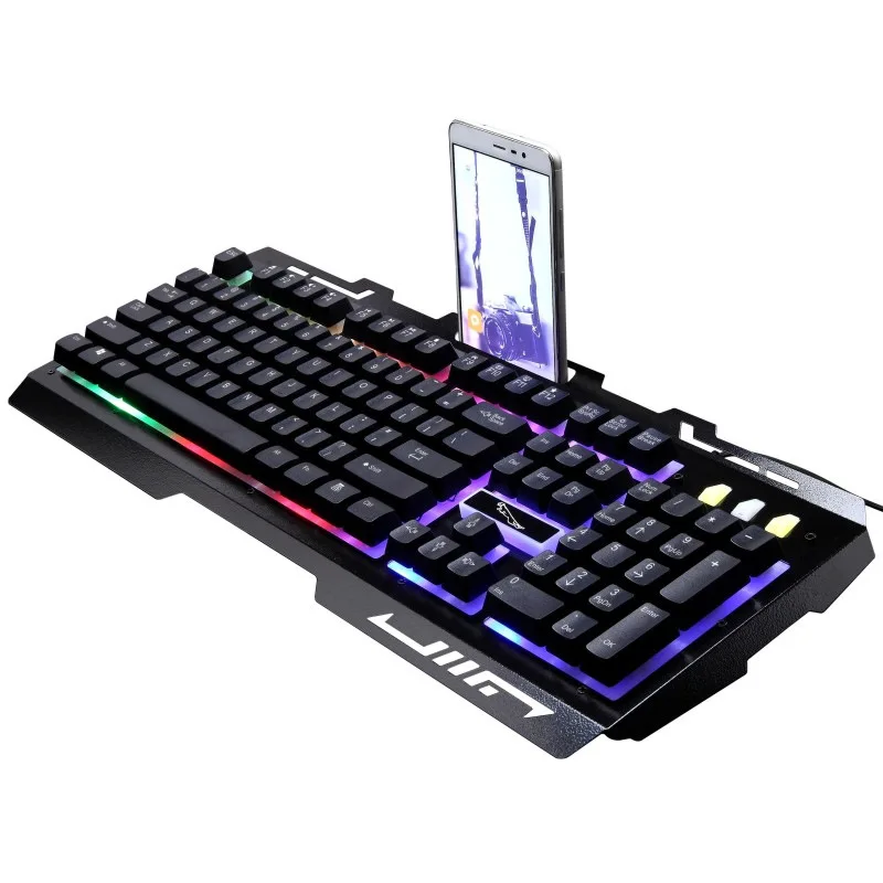 2023 keycaps USB Keyboard teclado Wired Laptop Computer Mechanical Feeling Metal Luminous Mobile Phone Bracket Gaming Keyboard