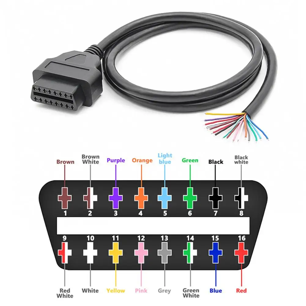 

Obd2 Female 16-pin Car Diagnostic Extension Cable 100cm Automobile Fault Diagnosis Interface Plug Connector