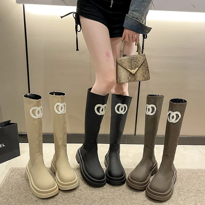 

Women's 2023 Autumn/winter New Korean Version of Thick Soled Martin Boots But Knee-high Knight Boots Long Boots