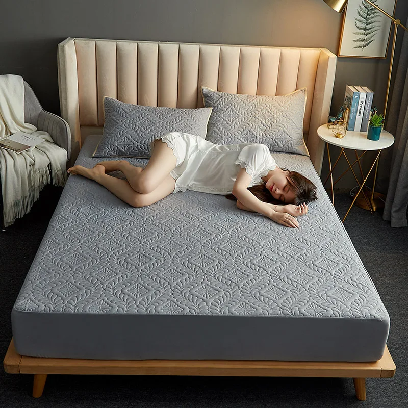 

Breathable and Waterproof Quilted Fitted Sheet Bedspread on the Bed Sheets Sets Cover 135 Linens Mattress Protector Double 150