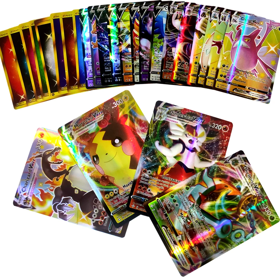 

Новая Испанская версия Pokemon Card V VMAX GX TAG TEAM ENERGY TRAINER V MAX Battle Carte Trading Game коллекция сияющих карт игрушки