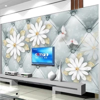 custom mural wallpaper modern blue 3d stereo flower jewelry wall painting living room tv background wall decor papel de parede
