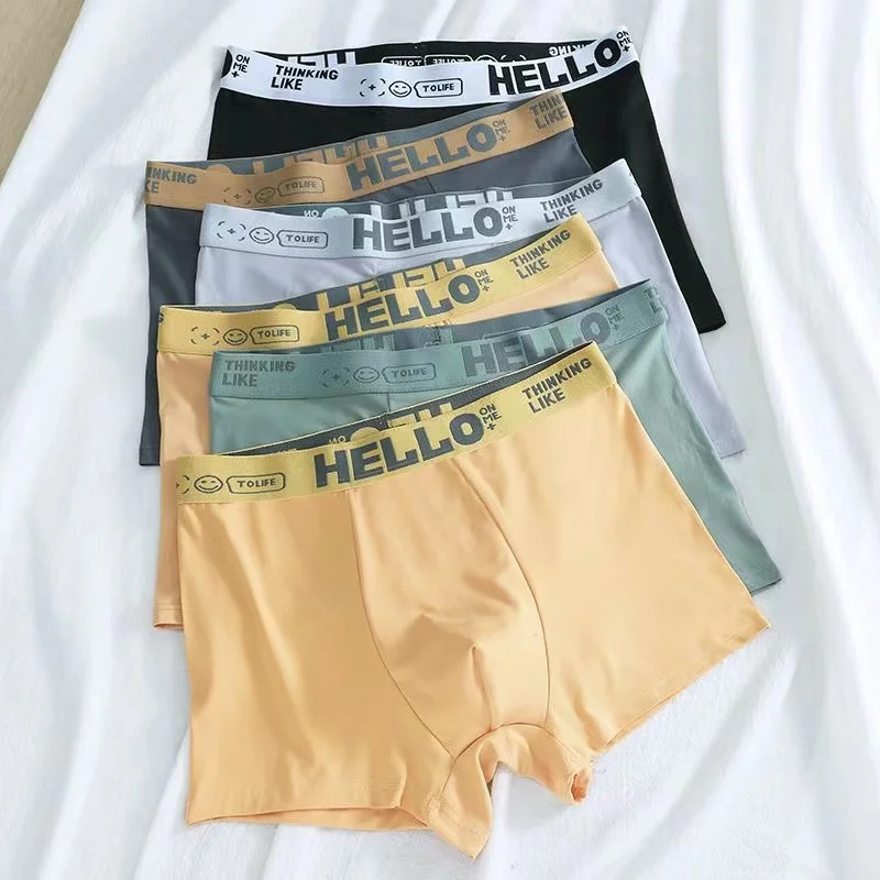 6pcs/Lot Boxer Men's Underwear Boxers Man Hello Lego Fashion Loose Breathable Pants Shorts Male High Quality Underpants  L-4XL