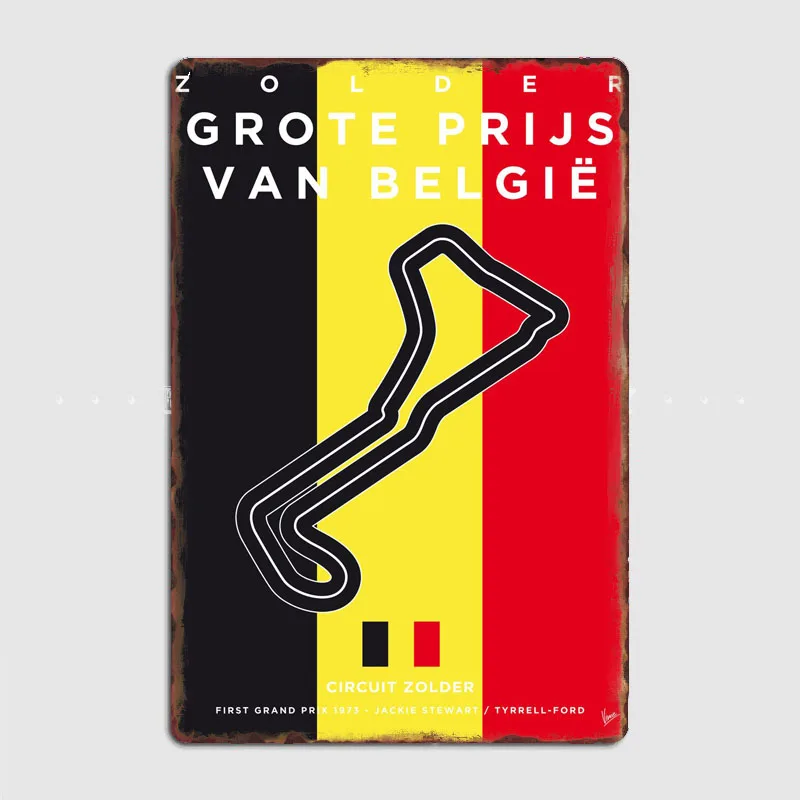 F1 Racing Track Formula 1 Zolder Grote Prijs Van België Circuit Металлическая вывеска Плакат Гараж Клуб