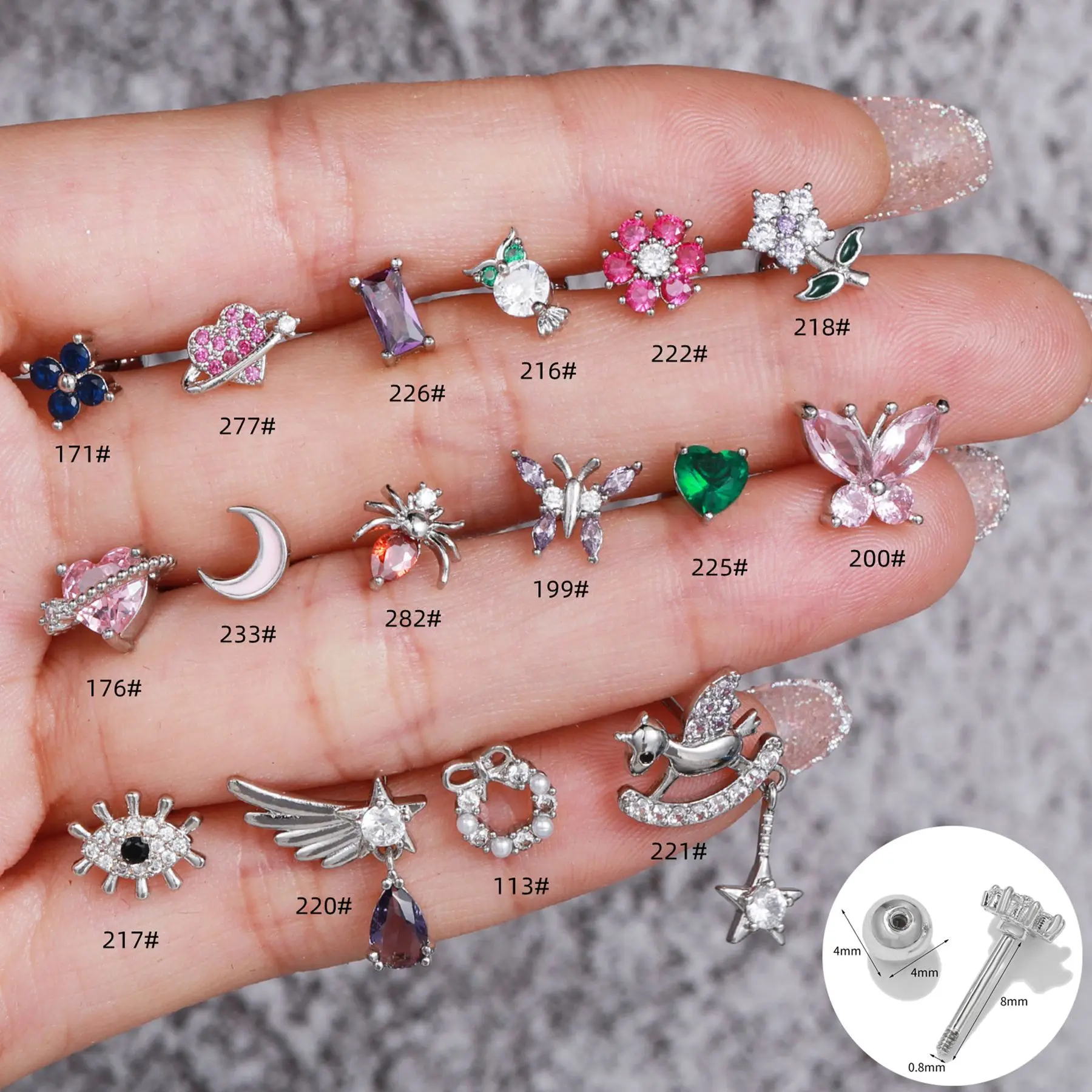 

Stainless Steel Earrings Woman Piercing Earrings Butterfly Love Zirconium Flower Screw Ball Ear Ladies Stud earrings 2023 Trend