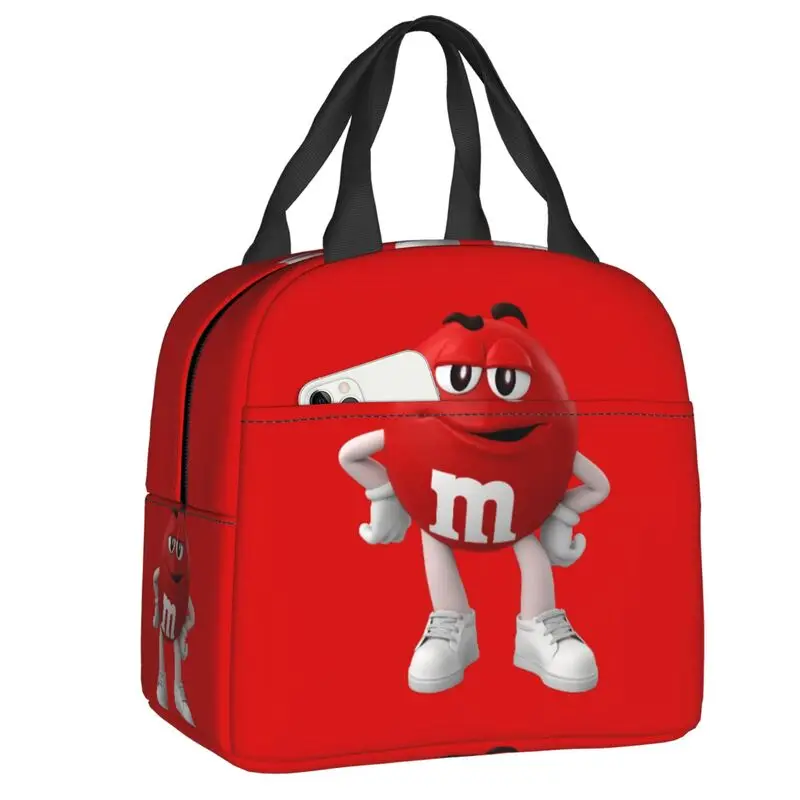 

MM Chocolate Candy Character Face Insulated Lunch Tote Bag for Women Funny Resuable Thermal Cooler Bento Box Kid School Children
