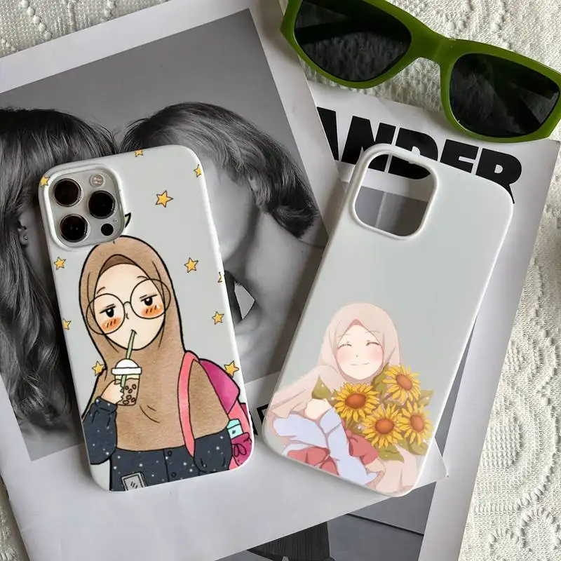 

Милый чехол для телефона с изображением мусульманской девушки, белые чехлы, чехол для iphone 6, 6s, 7, 8 plus, xr, x, xs, 11, 12, 13, mini pro max