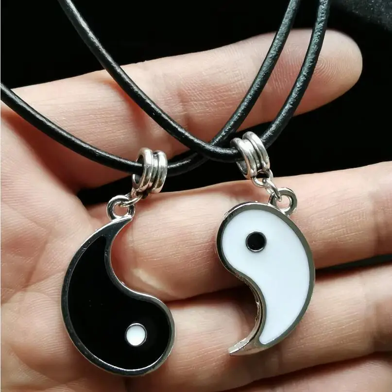 

Paired Things Necklace For Couple BFF colier Friendship Yin Yang Pendants Necklaces Black collares para mujer Vintage Choker