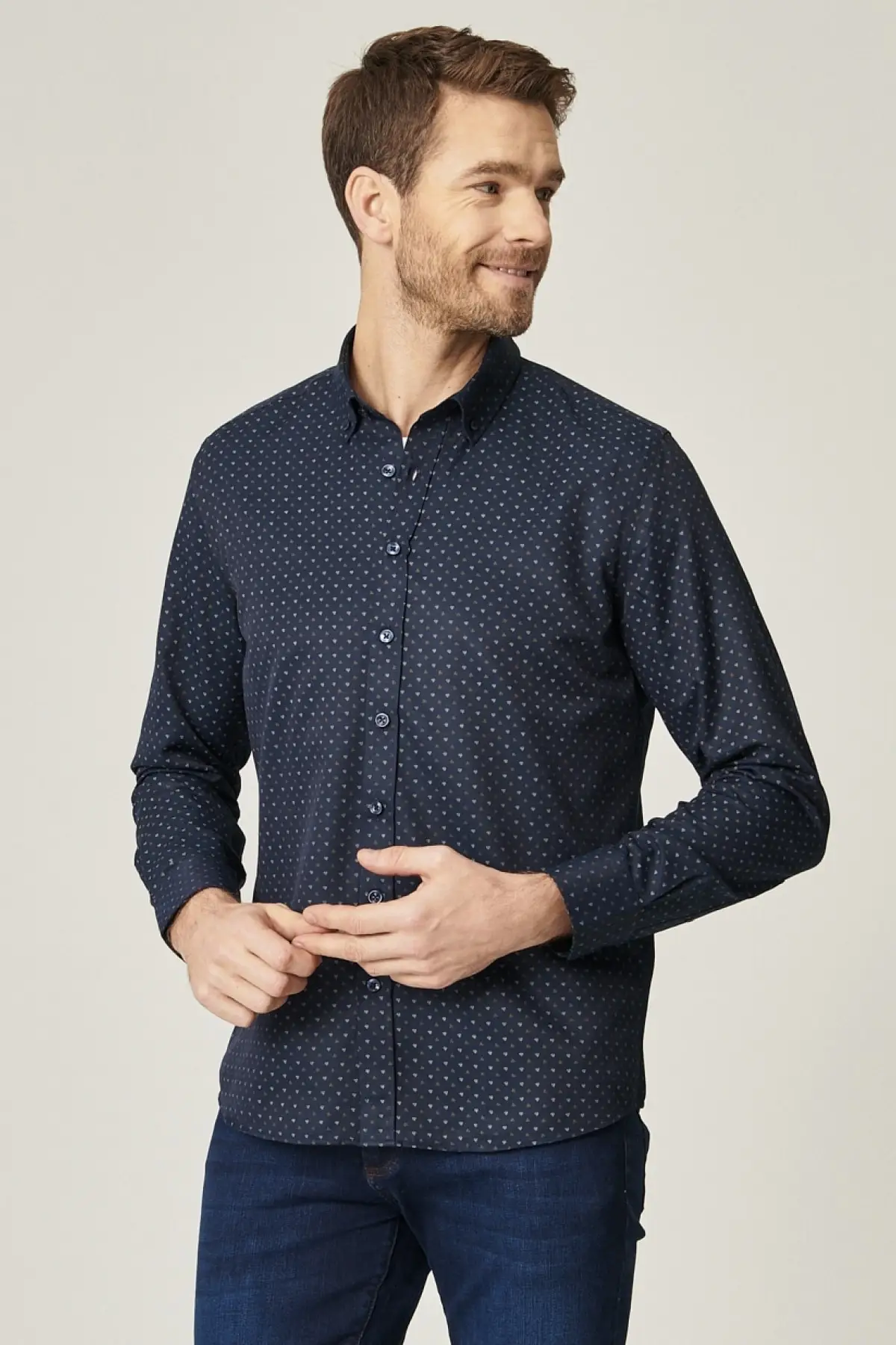 

Мужская приталенная рубашка с принтом, темно-сине-коричневая рубашка с узким вырезом и пуговицами на воротнике