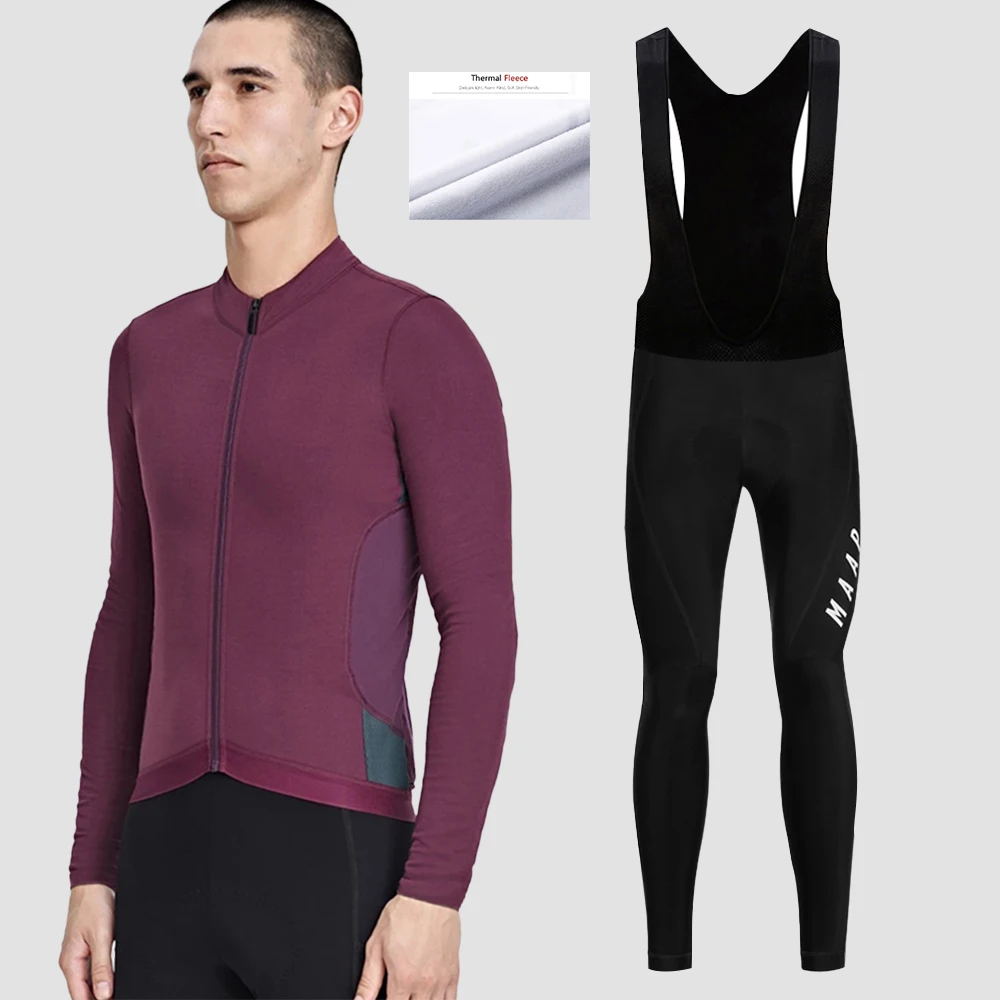 

MAAP Warm NEW Winter Thermal Fleece Cycling Clothes Men's Jersey Suit Outdoor Riding Bike MTB Clothing Bib Pants Set
