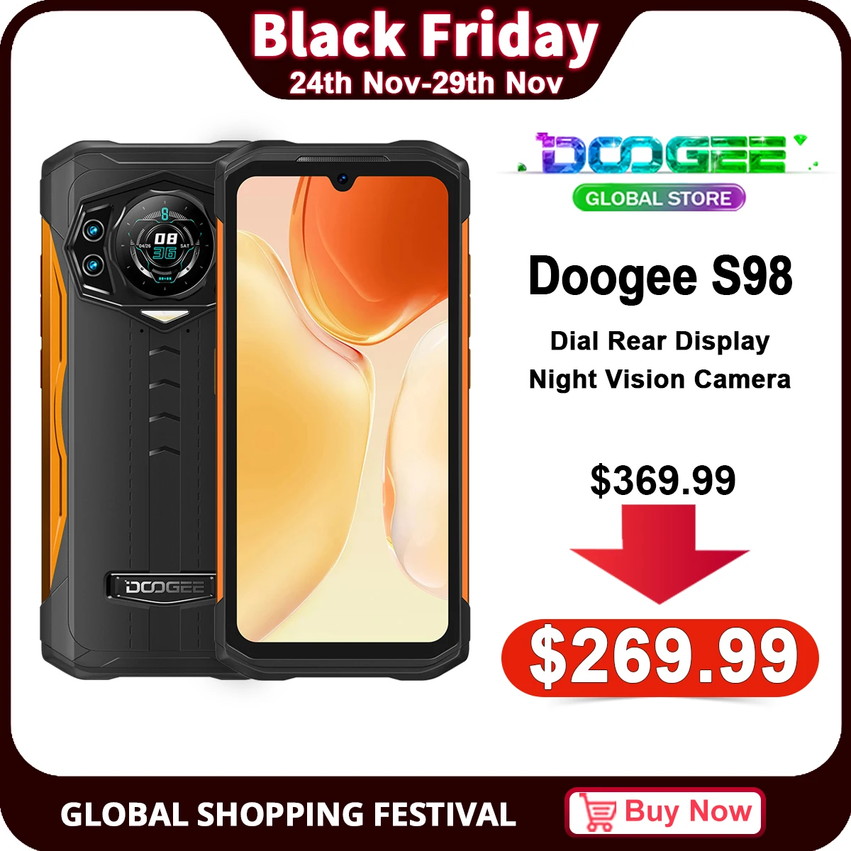 DOOGEE S98 Smartphone,Rugged Cell Phone 8+256GB G96 Octa Core 6.3