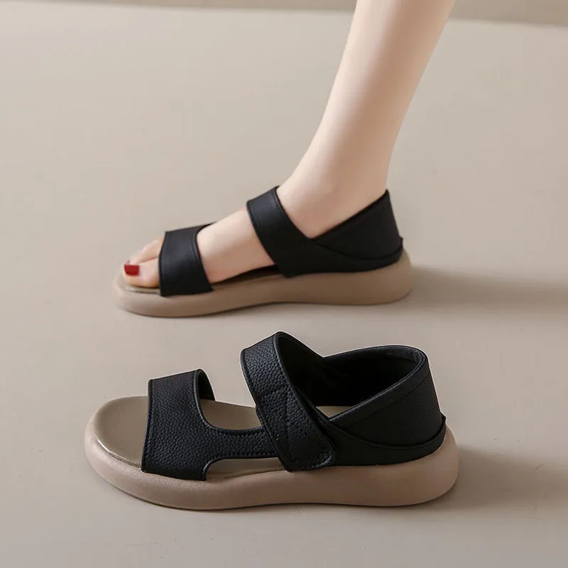 Женские сандалии размера плюс летние роскошные мягкие кожаные новый дизайн