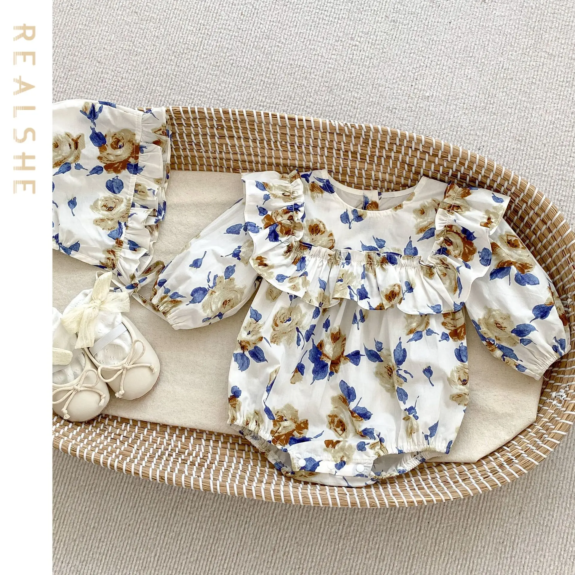 

Autumn Newborn Baby Romper for Girls 2023 New Long Sleeve Print Romper Clothing Sweet Girls Jumpsuits Toddler Clothes
