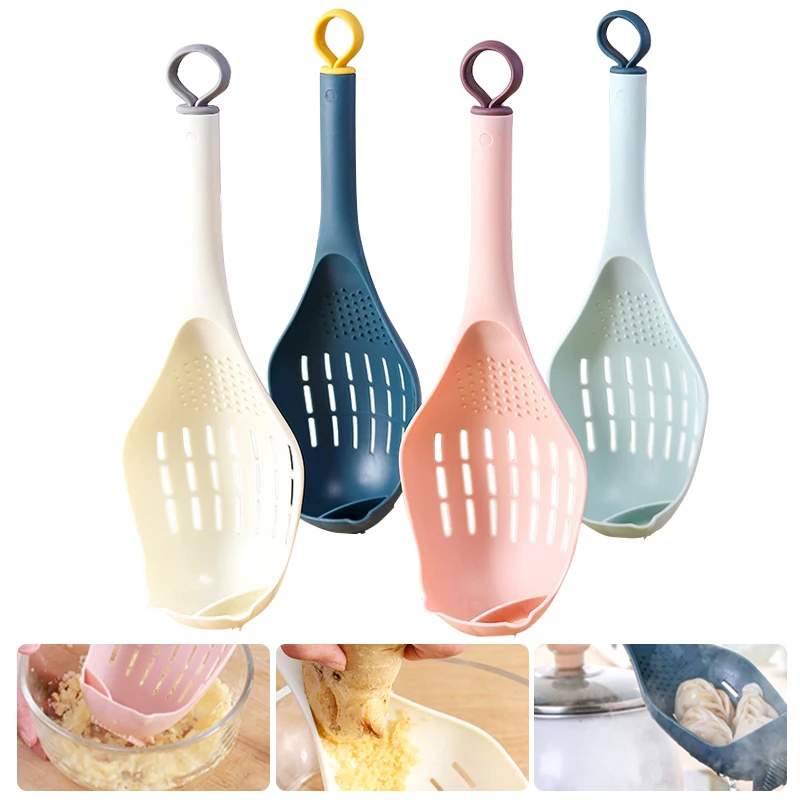 

4 In 1 Scoop Colander Kitchen Multifunction Spoon Strainer Plastic Potato Garlic Press Heat Resistant Scoop Cooking Tools
