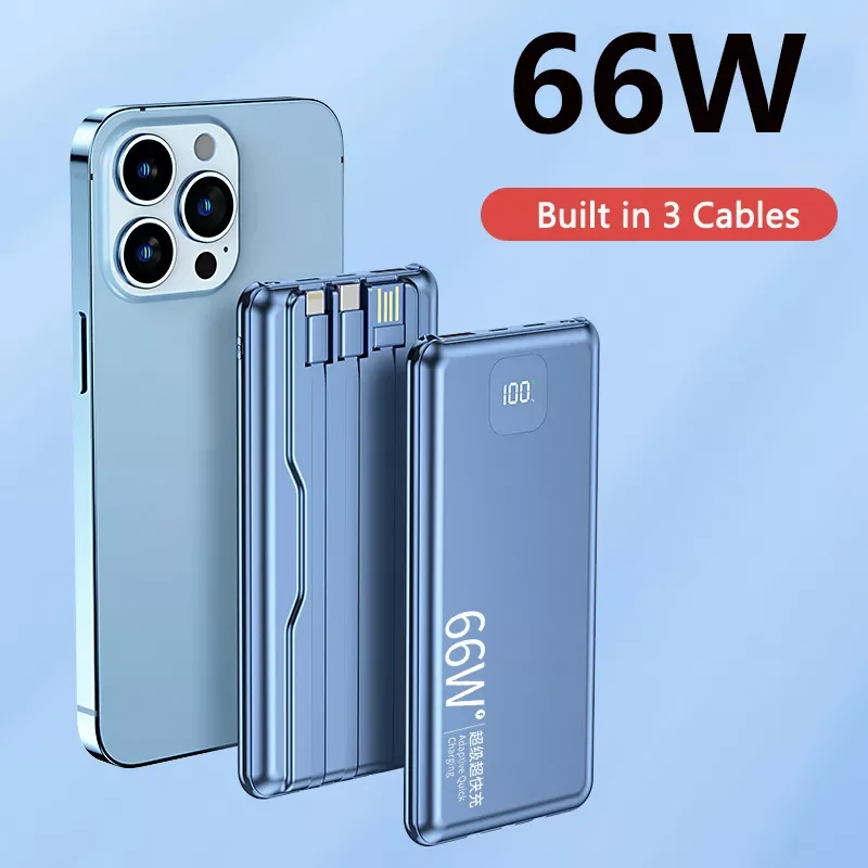 

NEW2023 Power Bank 30000mAh 66W Fast Charging for Huawei P40 Powerbank with Cable Portable External Battery Charger for iPhone 1