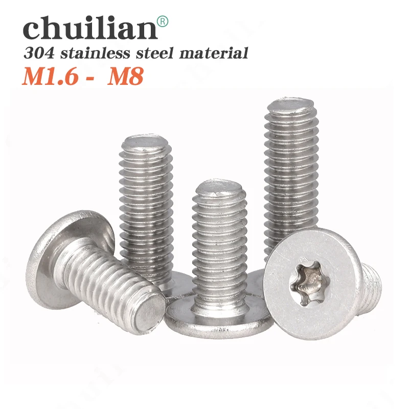 

5/50pcs M1.6 M2 M2.5 M3 M4 M5 M6 M8 304 Stainless Steel CM Six-Lobe Torx Ultra Thin Super Low Flat Wafer Head Screw Bolt