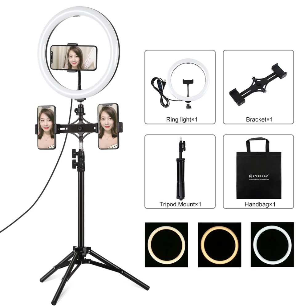 

PULUZ 11.8 inch LED Selfie Ring Light&1.1m Light Stand &Cell Phone Holder For Photo Studio YouTube Vlogging Video Shooting