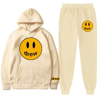 autumn winter fashion mens tracksuit drew house justin bieber hooded sweater jogging casual pants print design mens clothing