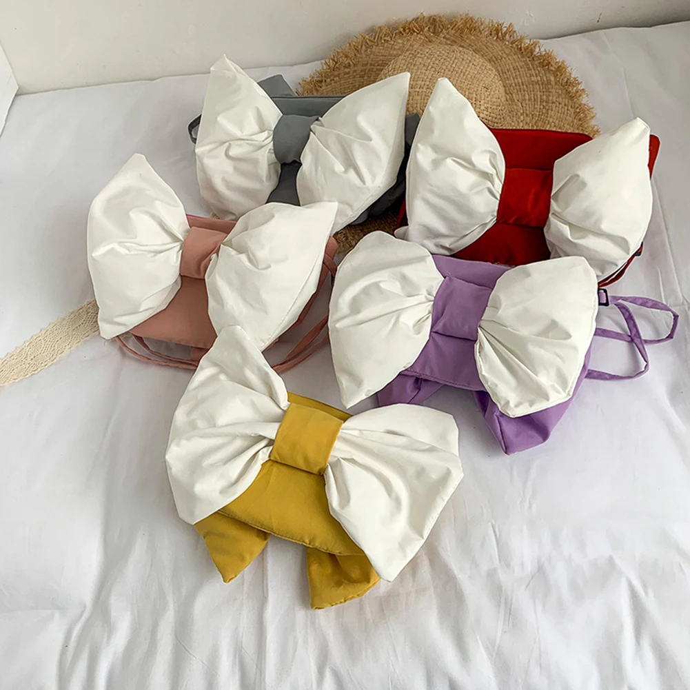 

Женская холщовая сумка-мессенджер контрастных цветов, модные дамские сумочки с бантом, кошелек, Экологически чистая тканевая многоразовая ...