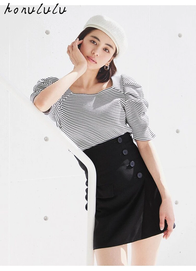 

2022 summer new Japanese women's A-line slit denim short skirt to show thin culottes