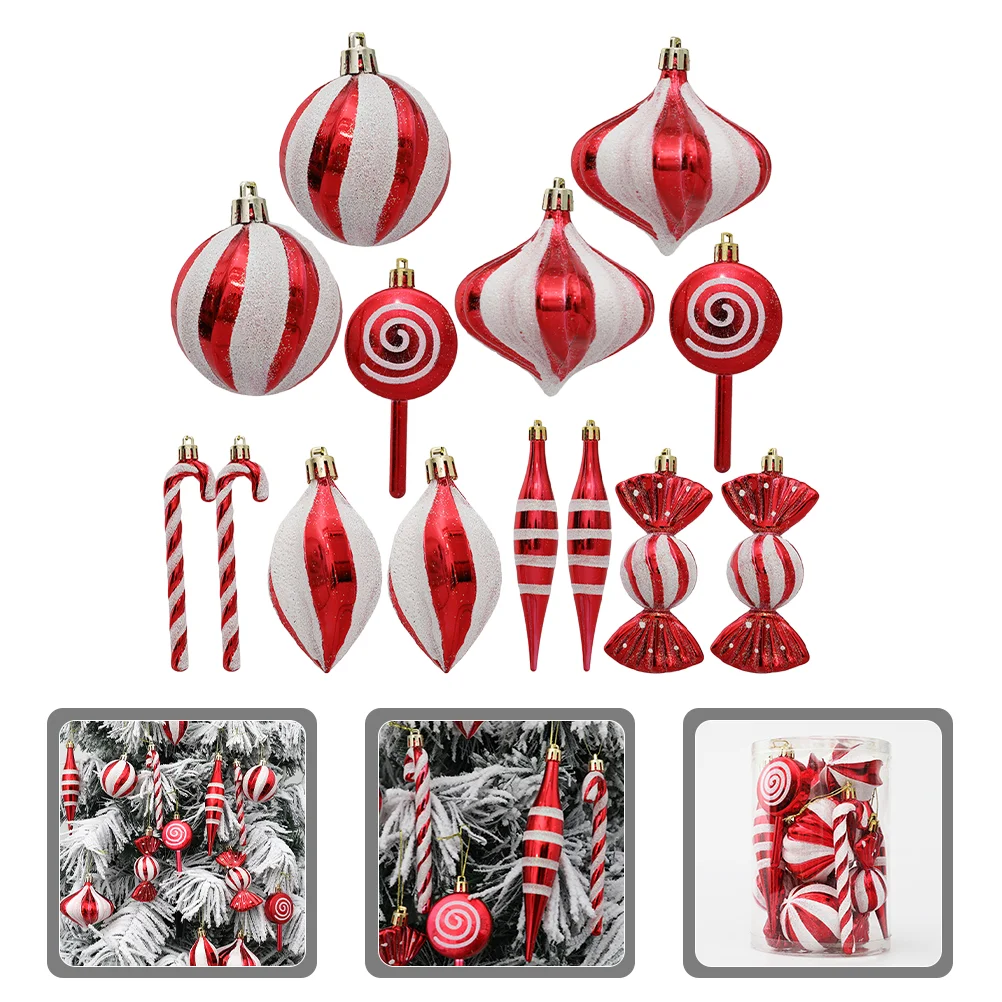 

14 Pcs Christmas Tree Decorations Candy Cane Ornaments Xmas Hanging Decors Plastic Supplies