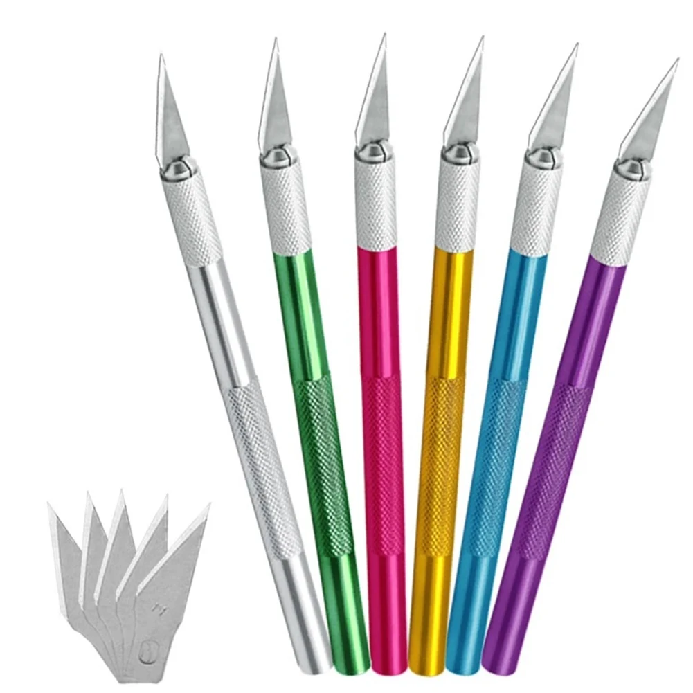 

6PCS Art Carving Cutter Carbon Steel Blades Art Cutting Tool Metal Material Carving Pen Cutter For Cutting Woodworking Engraving