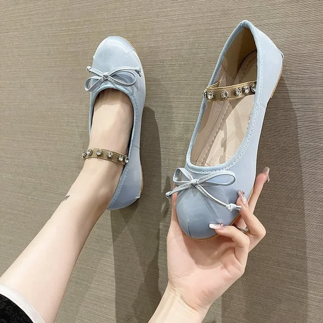 2022 new Vintage bow women's flat shoes 