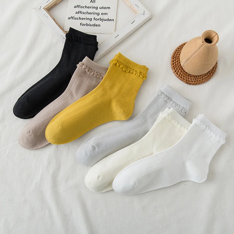 

Lace Woman Socks Cartoon Women Sock Fashion Cute Lovely Thin Soft Cotton Middle Tube Sox Couple Spring Summer Korean Avocado