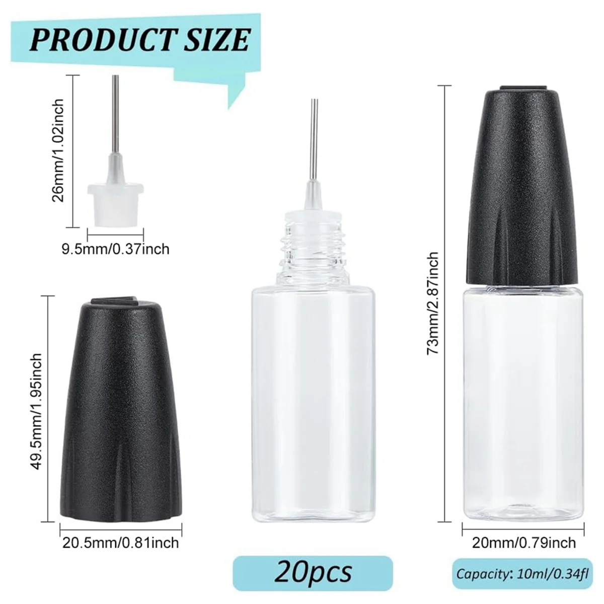 20 шт. флаконы-аппликаторы с наконечниками 10 мл/0 34 унций