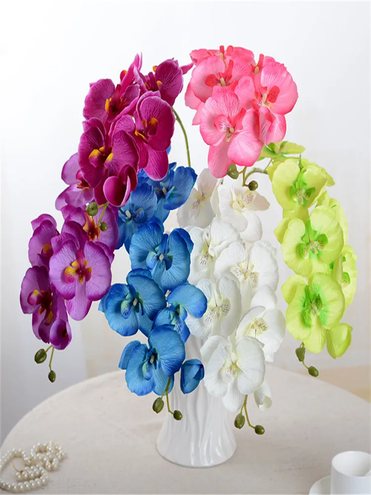 

10Pcs/lot Lifelike Artificial Butterfly Orchid Flower Silk Phalaenopsis Wedding Home DIY Decoration Fake Flowers Free Shipping