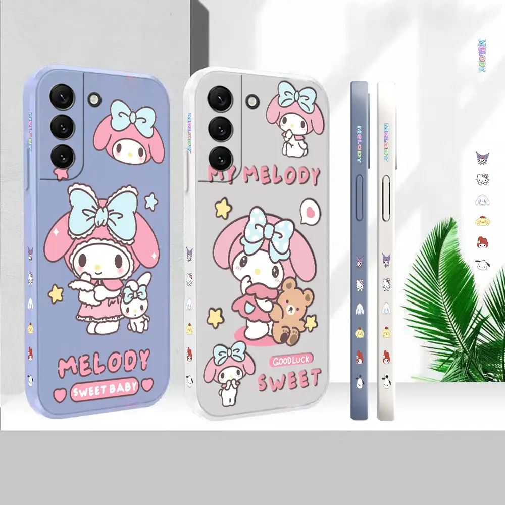 

Cartoon My Melody Case For Samsung Galaxy S23 S22 S21 S20 FE Ultra 5G S11 S11E S10 S10E S9 Plus Liquid Silicone Case Cover Funda