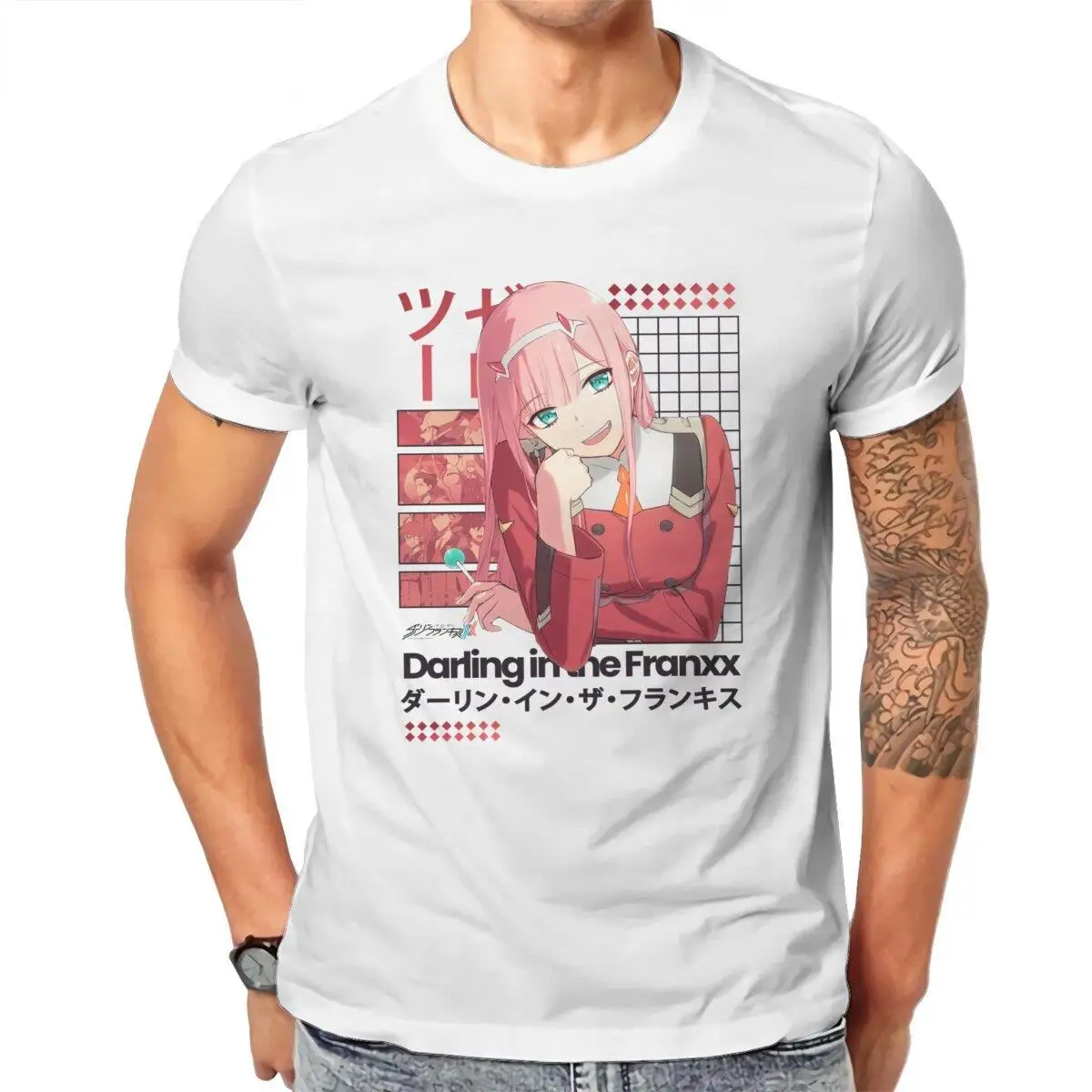 

Zero Two 002 Darling in the Franxx T-Shirt for Men Casual 100% Cotton Tee Shirt Crewneck Short Sleeve T Shirt Printing Clothes