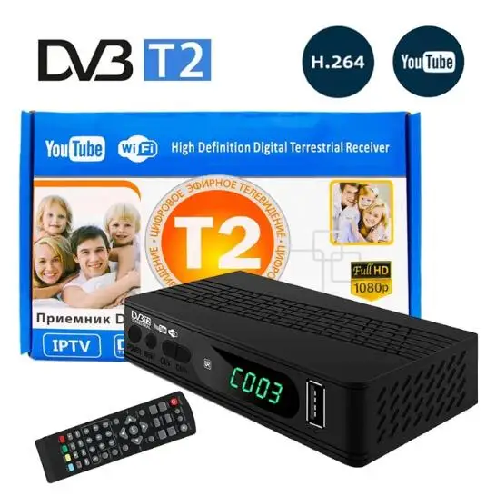 Фото DVB-T2 Приемник спутникового телевидения HD Приемник цифрового телевидения Декодер H.264 поддерживает WIFI для Индонезии, России, спутникового ТВ-приемника №2