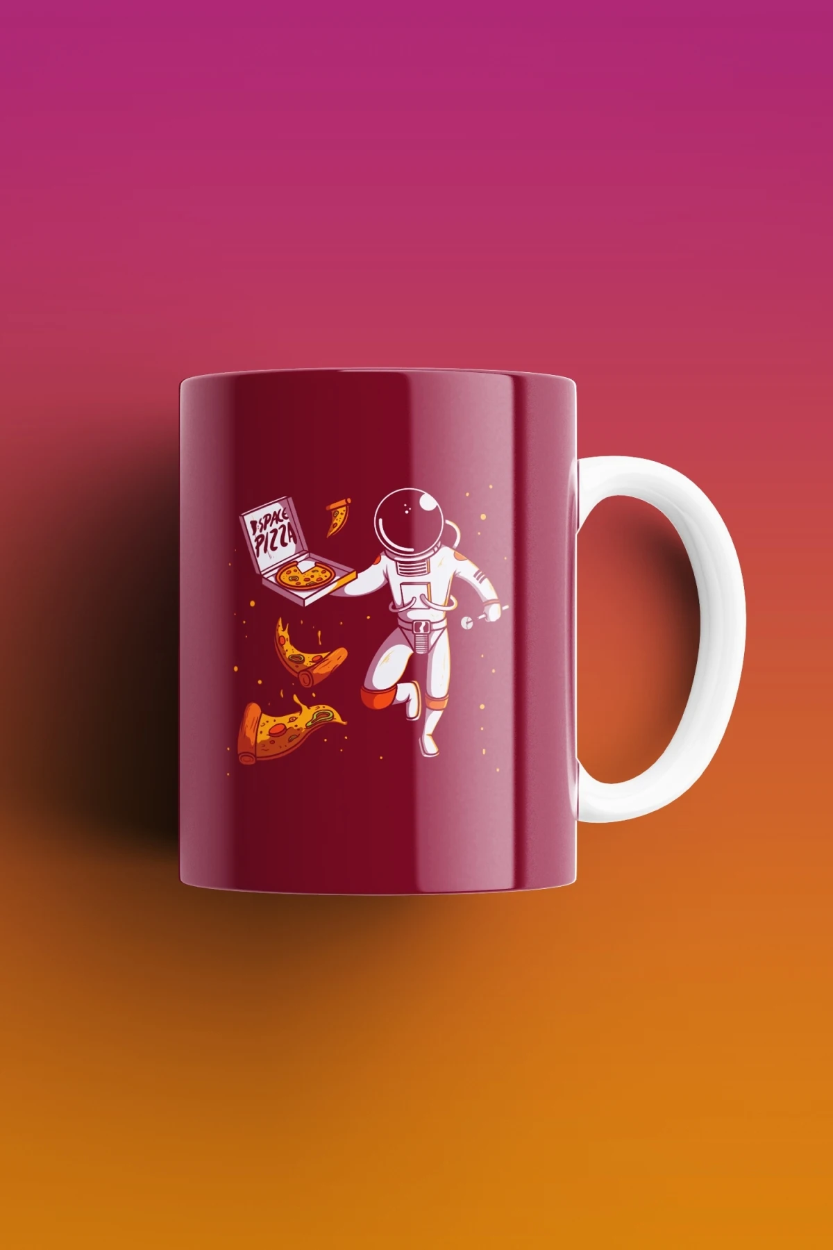 Кружка белая с рисунком космонавта фарфоровое сырье подарочная продукция