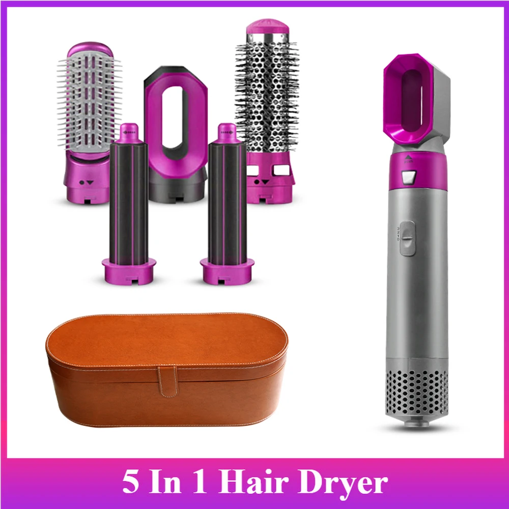 

5 in 1 Hair Dryer Hot Comb Set Wet and Dry Professional Curling Iron Hair Straightener Styling Tool Hair Dryer Household