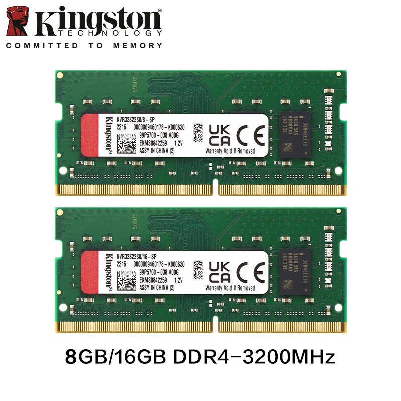 

Модуль памяти Kingston KVR DDR4, 3200 МГц, 8 ГБ, 16 ГБ