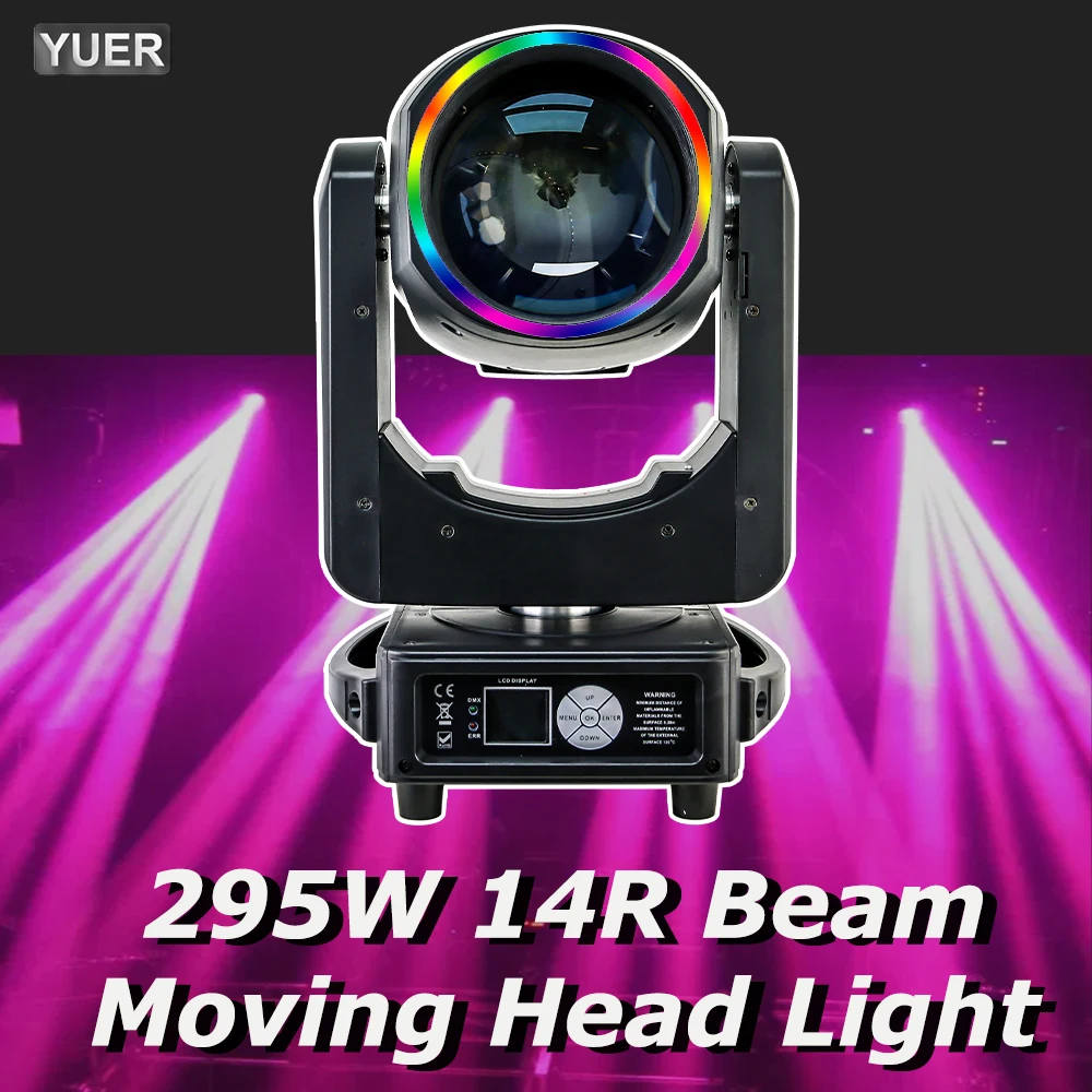 YUER с кольцом 295W 14R Beam Moving Head Light 48+8 Prism Gobo Zoom Rainbow Effect DMX512 для DJ Disco Xmas Stage Lighting Bar