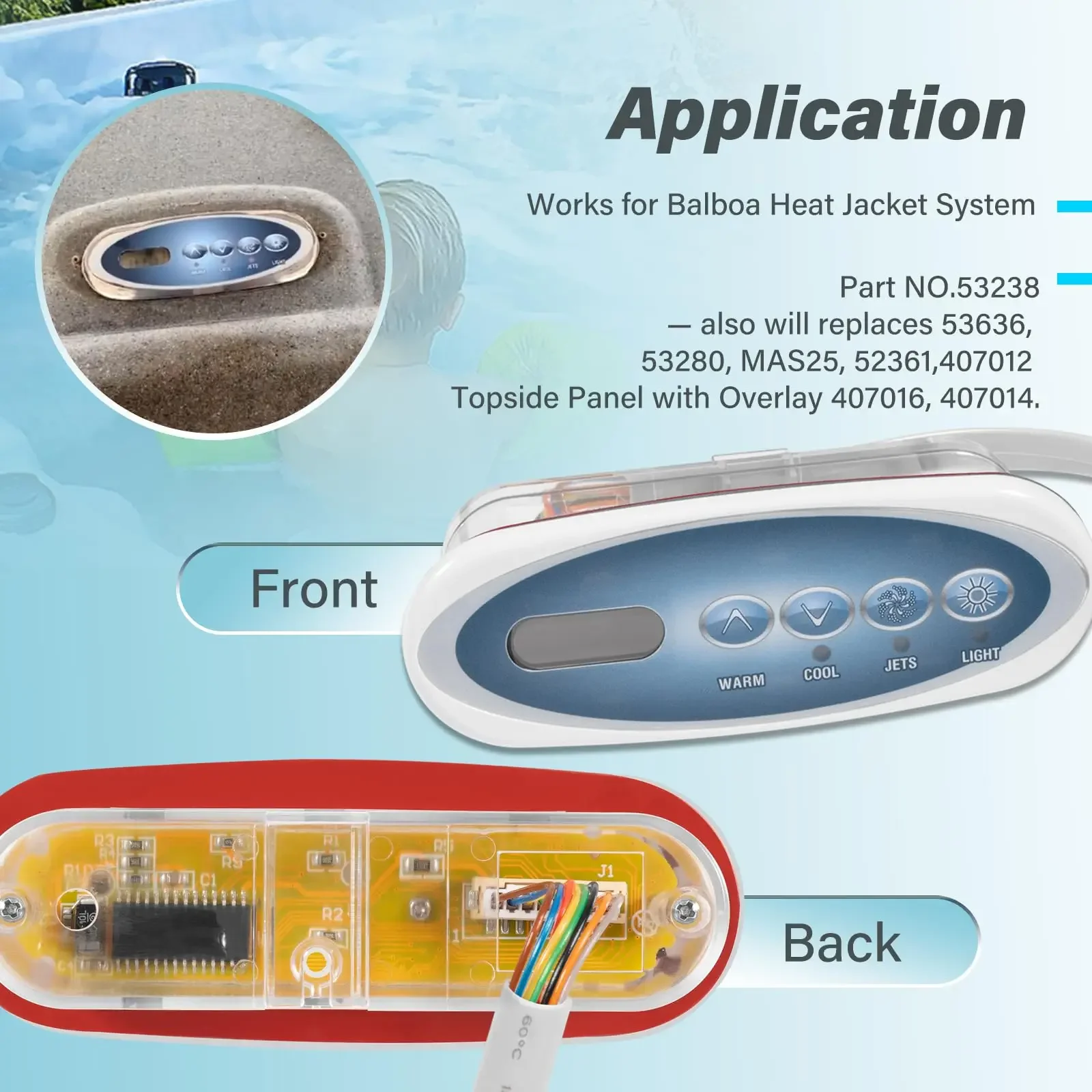 53238 Мини-овальная верхняя боковая панель управления замена для Balboa подходит