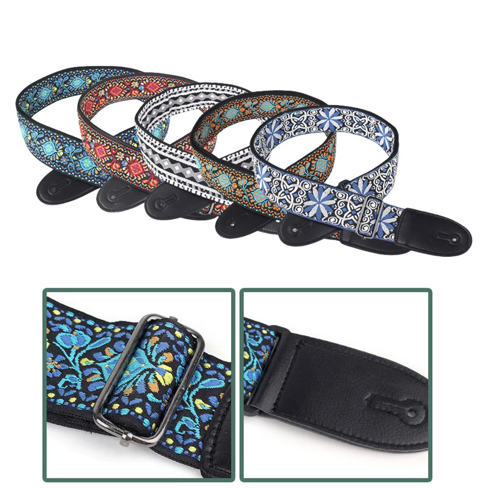 

Adjustable Embroidered Cotton Guitar Strap Widening And Thickening For Electric Acoustic Wooden Guitar Bass Belts New