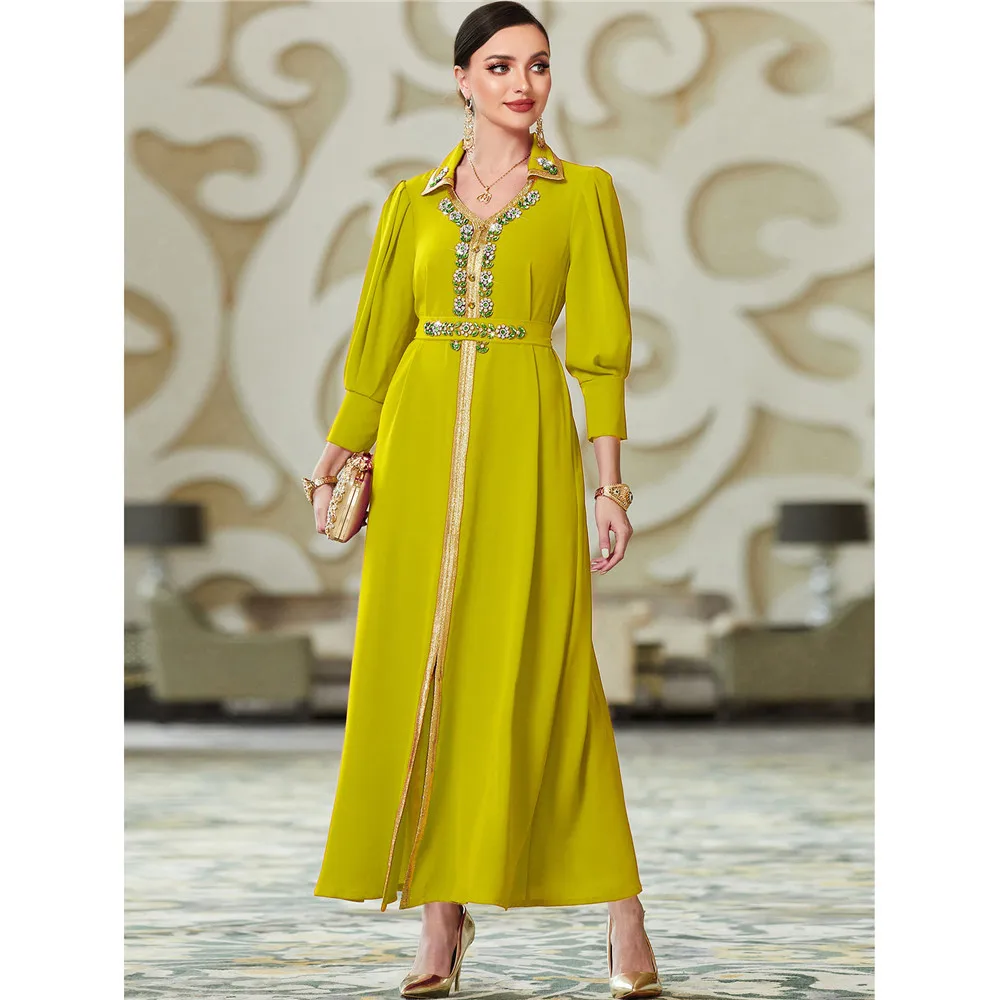 Бриллианты Цветок Абая Дубай Женское вечернее платье макси Мусульманская